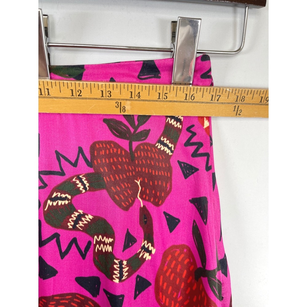 Farm Rio Snake Apple Print Midi Skirt L Pink Boho Eclectic Maximalist Tropical - Picture 11 of 13